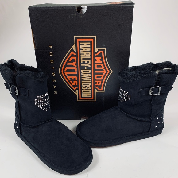 Harley Davidson Black Warm-Up Faux Fur Boots NWT - Picture 4 of 7